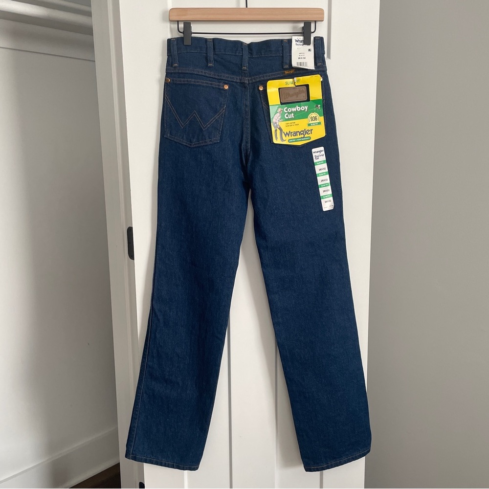 NWT Wrangler Cowboy Cut Denim Jeans Slim Fit Mens 28x32 Heavyweight #936